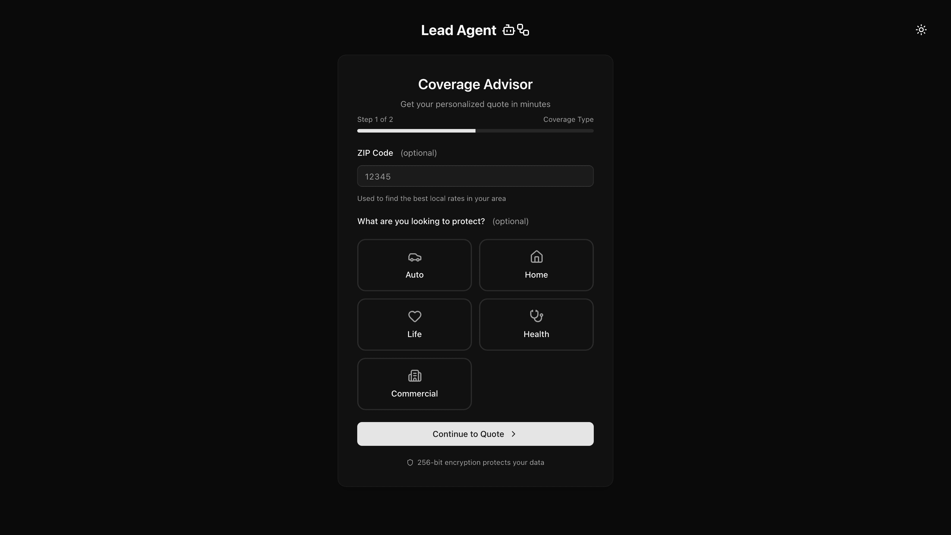 Lead Agent contact form and workflow interface